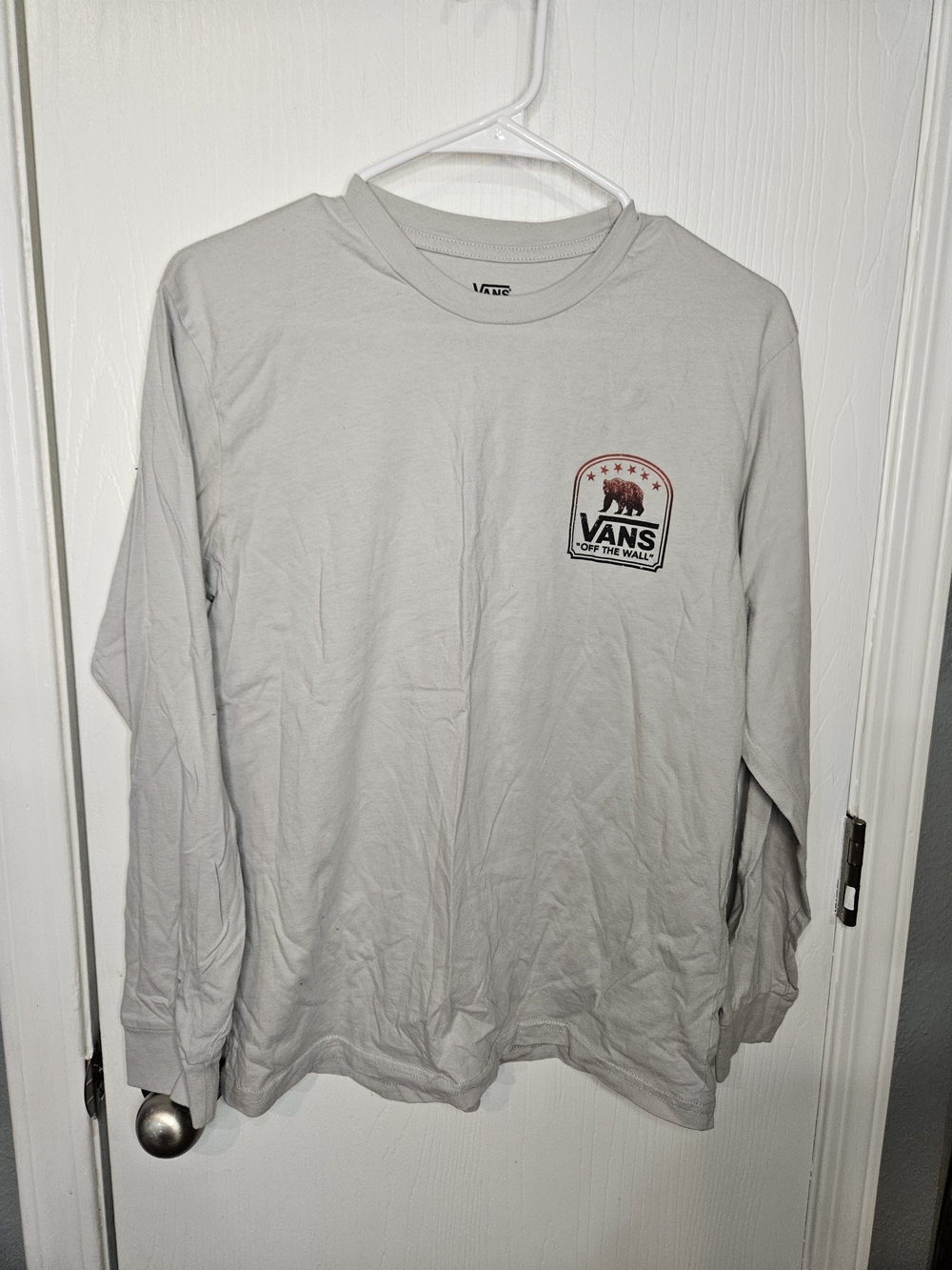 Vans Youth’s Long Sleeve Tee - Light Gray with Red Accent